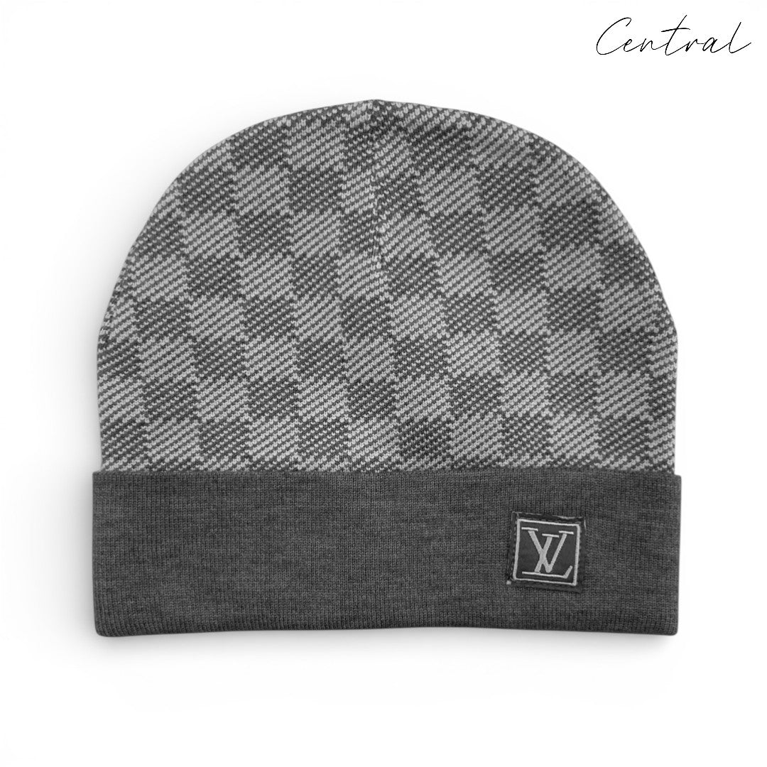 LV Beanie & Scarf Gray
