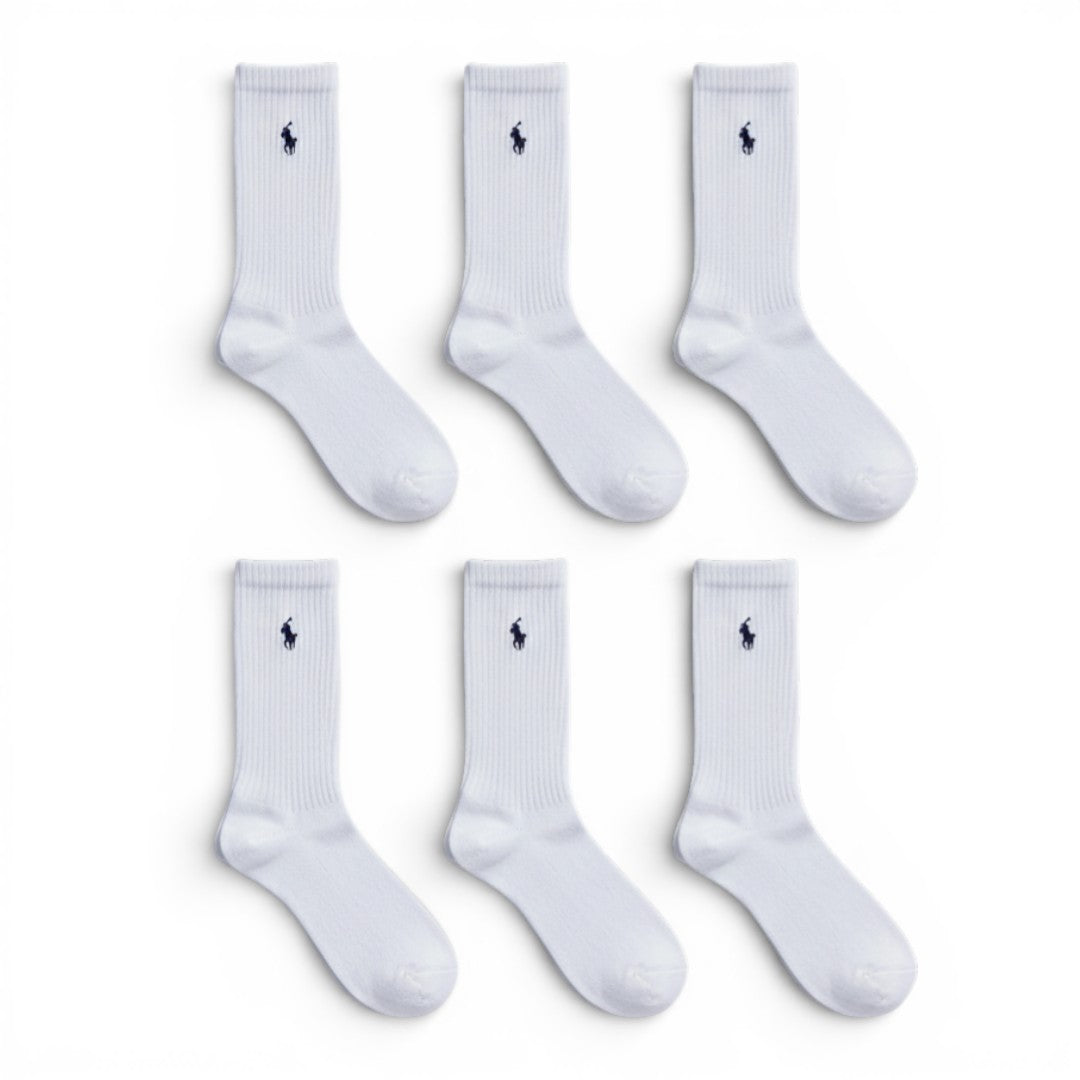 Ralph Lauren White Crew Socks 6-Pack”Long”