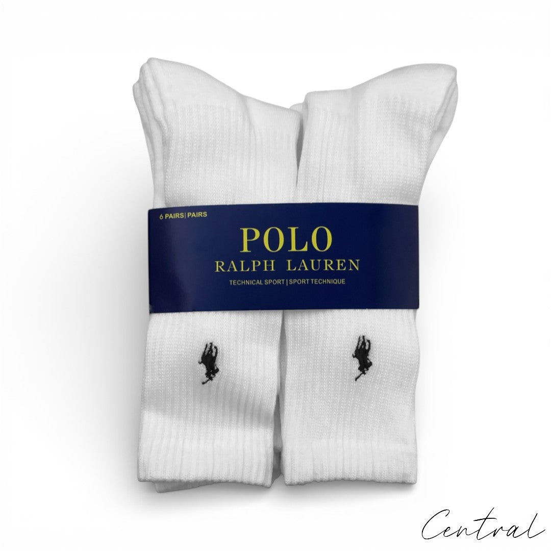 Ralph Lauren White Crew Socks 6-Pack”Long”