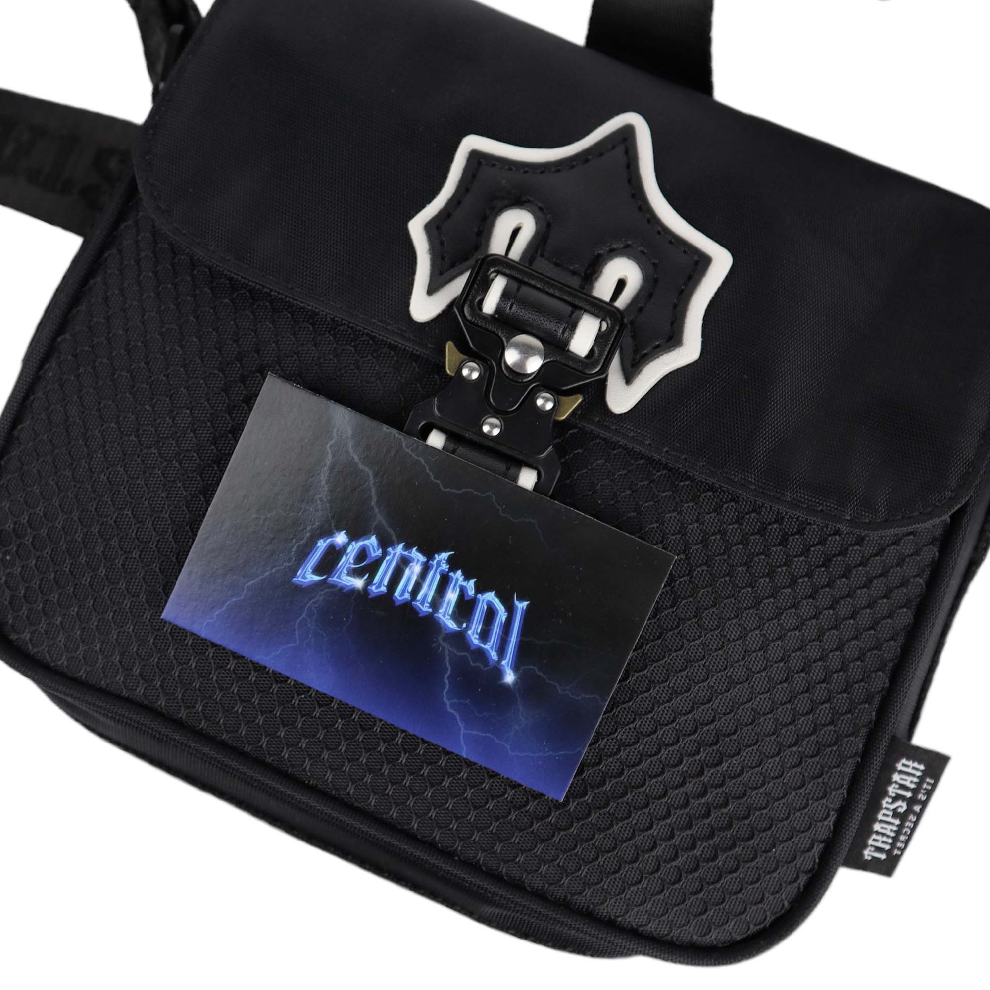 Trapstar Black/White Irongate T Cross-Body Bag with adjustable strap and stylish logo detail.