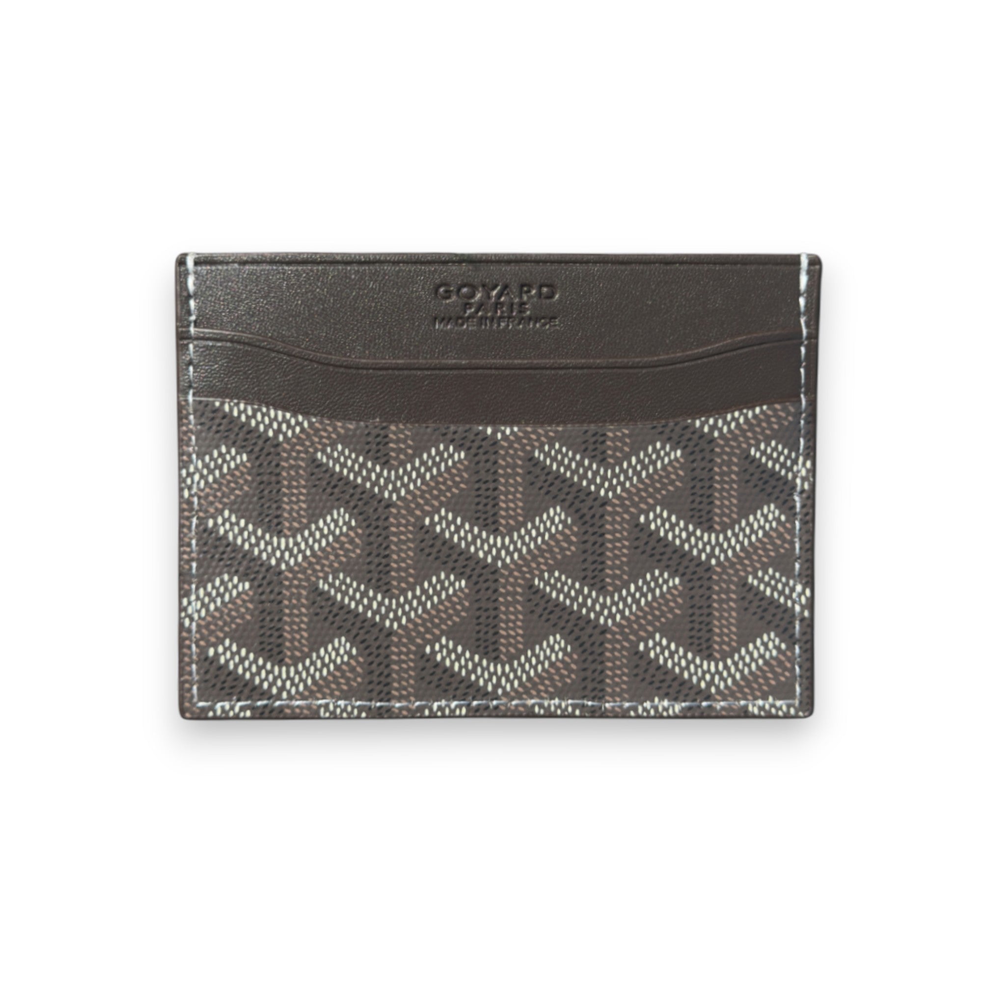 Goyard coffee brown card holder featuring a sleek design and signature branding, perfect for cards and small essentials.