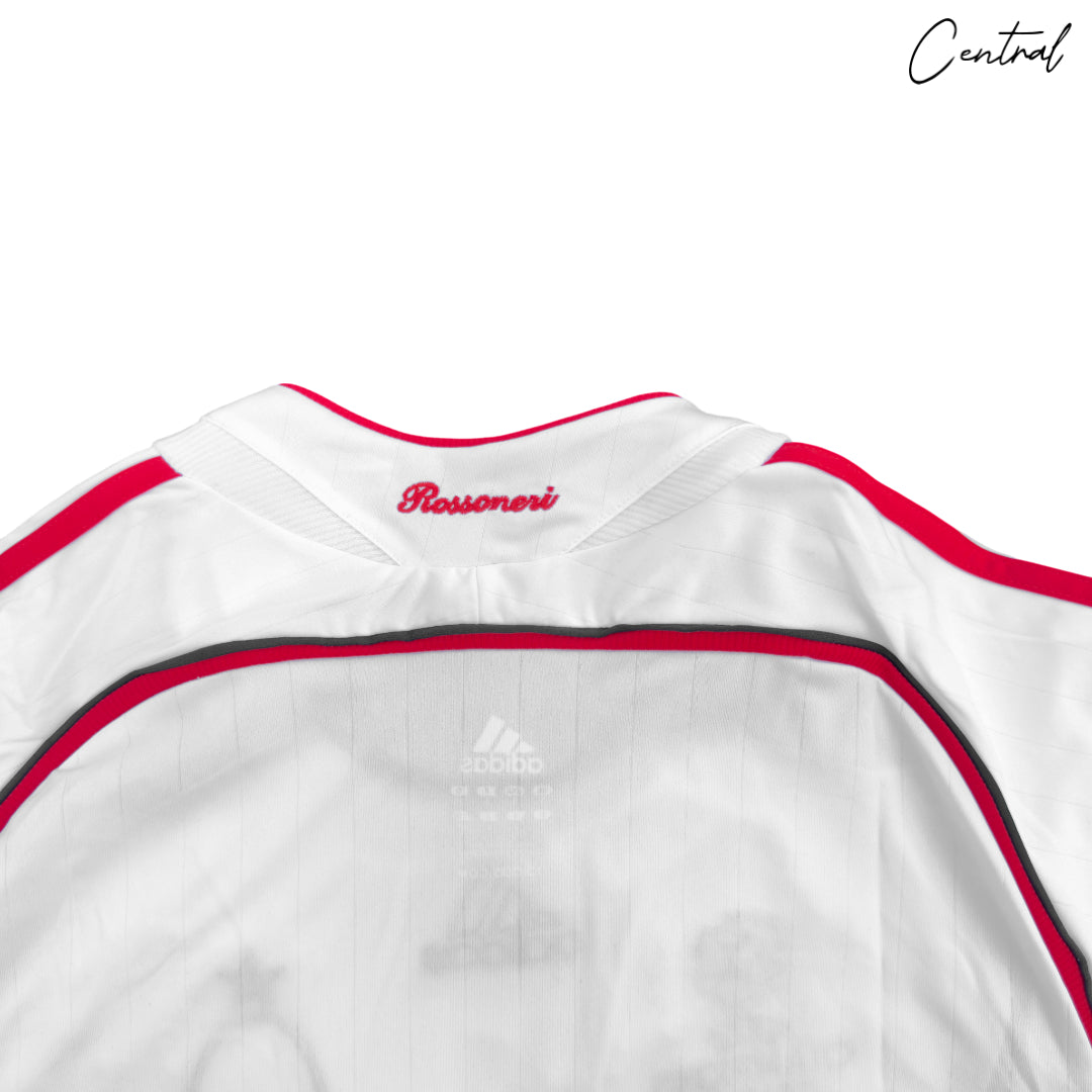 AC Milan 2006/07 UCL Final away retro jersey featuring Bwin logo and classic design in black and red.