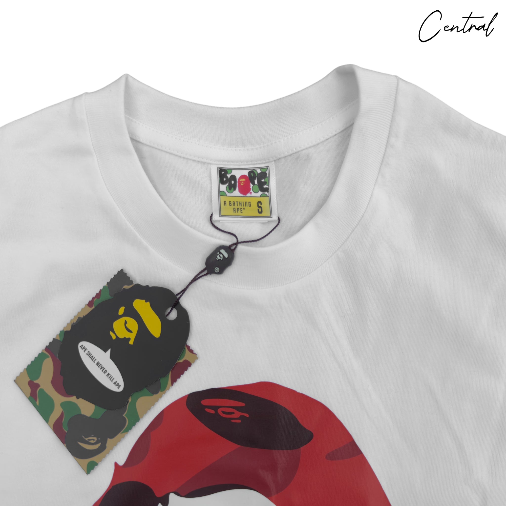BAPE Color Camo Big Ape Head Tee in white and red featuring a large ape graphic on the front.