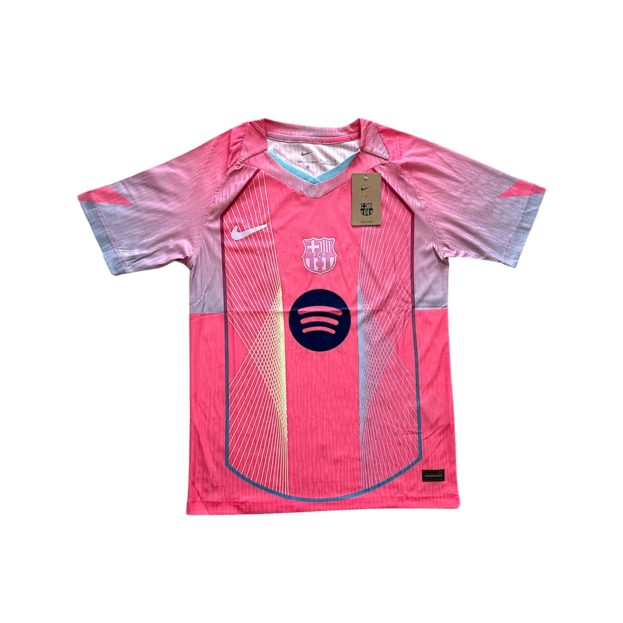 Barcelona 25/26 special edition pink player kit featuring the team's logo and vibrant design details.