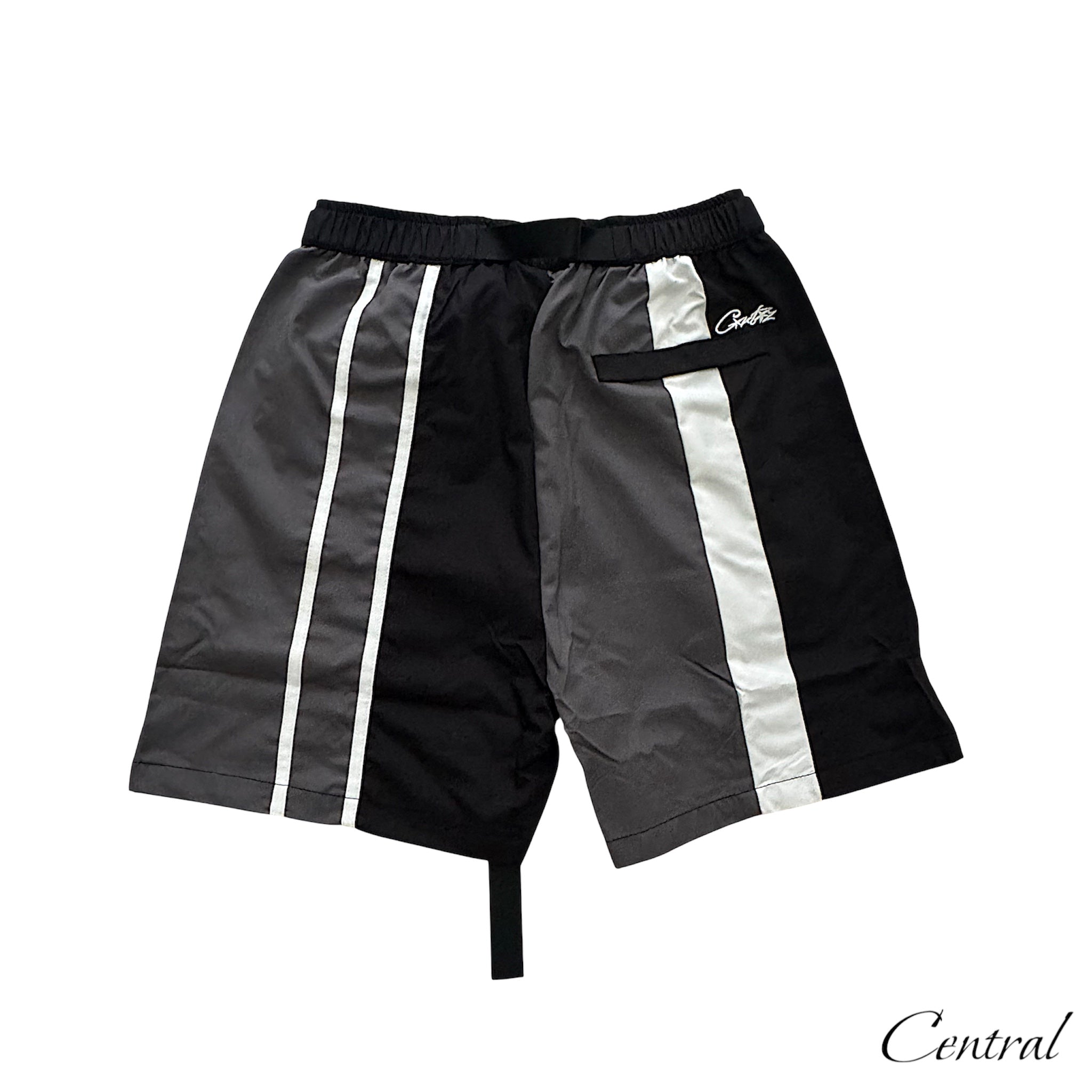 Black Corteiz shorts featuring a relaxed fit and stylish design, suitable for casual wear and outdoor activities.