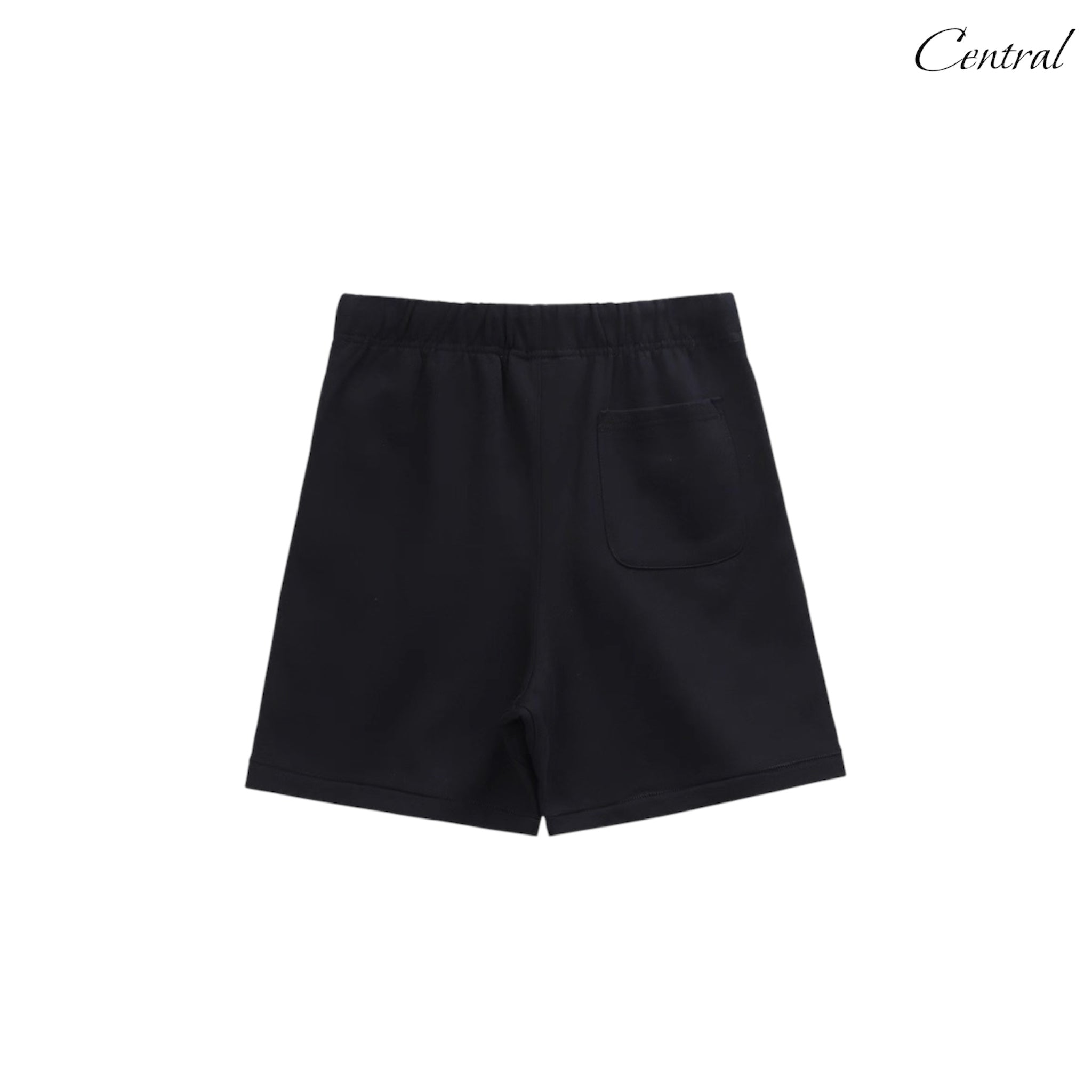 Essential short in black by CENTRAL AE, featuring a relaxed fit and comfortable fabric for casual wear.
