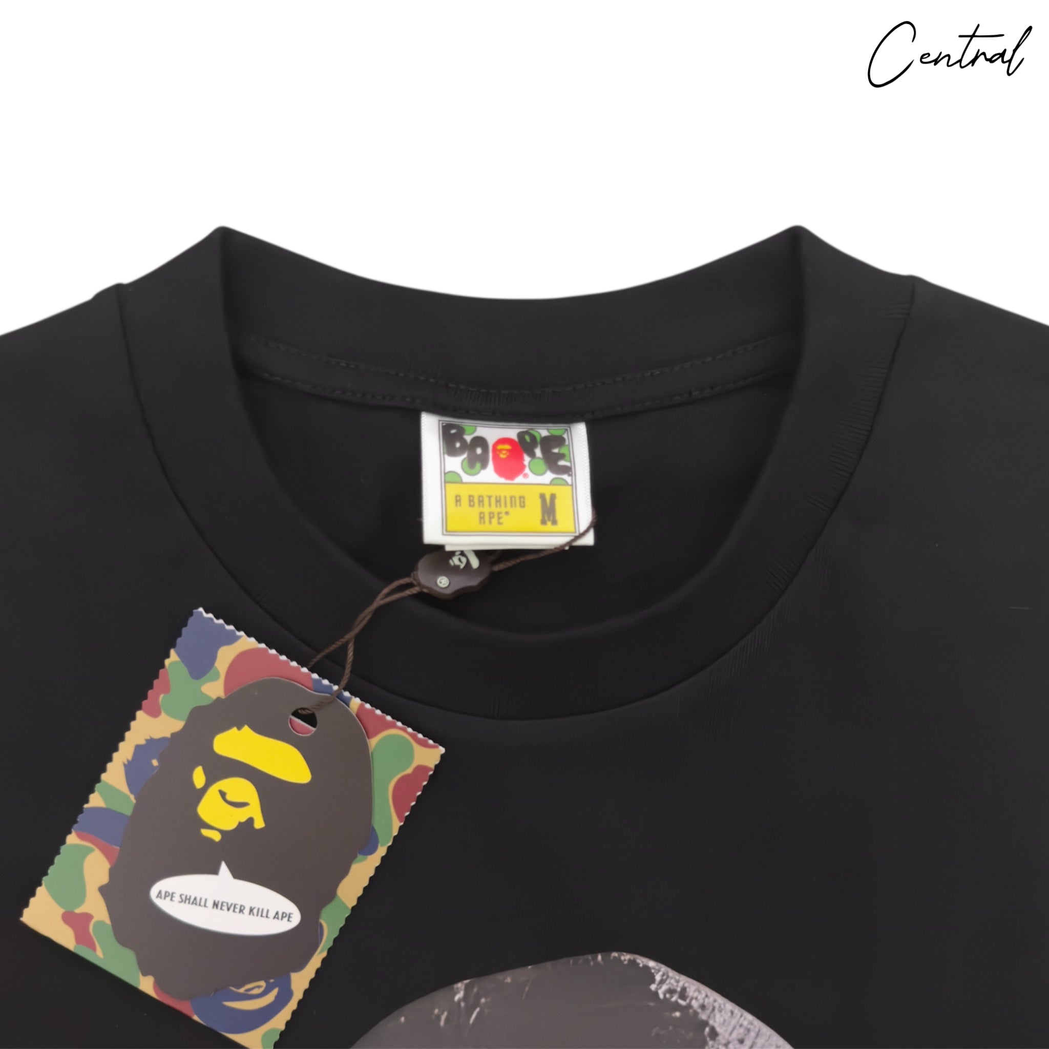 High Tone Bleach Big Ape Head Tee by Central Ae featuring a bold ape graphic on a distressed, bleached fabric.