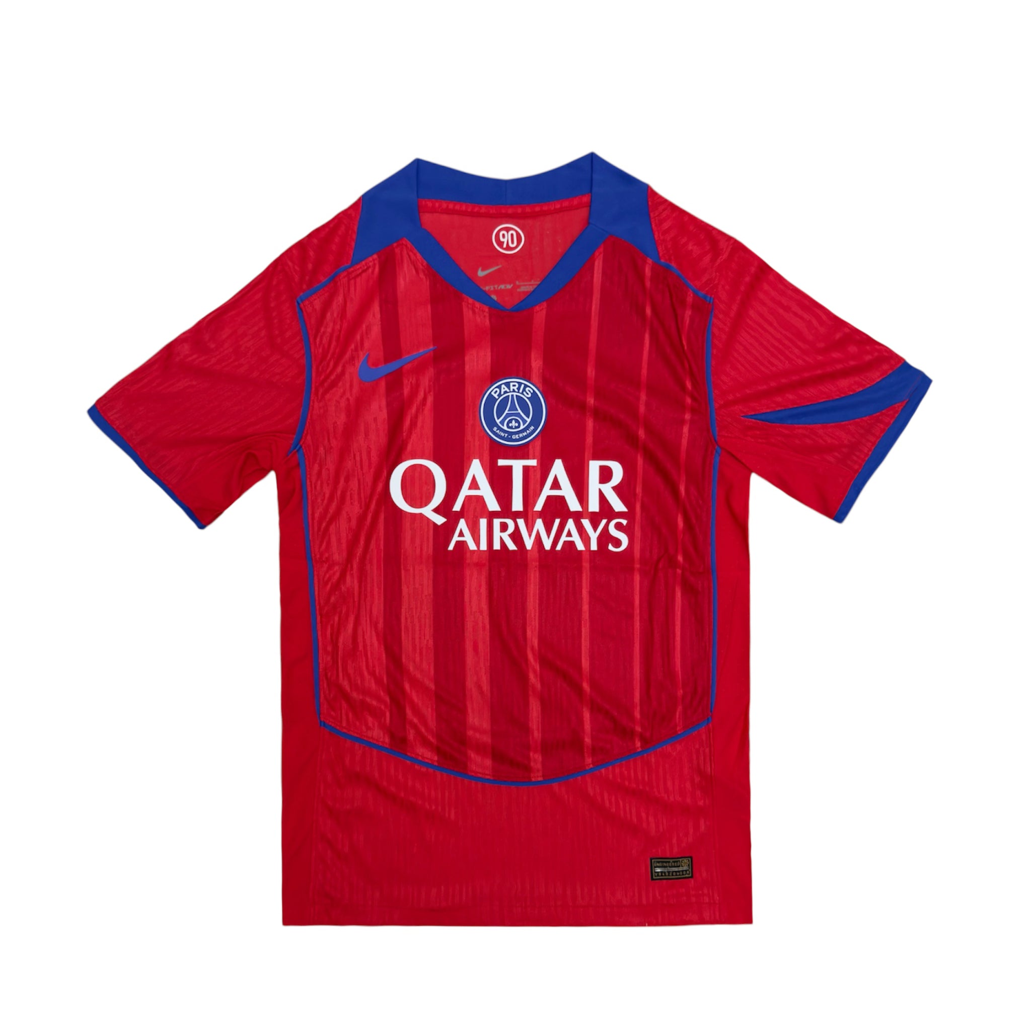Paris Saint-Germain 25-26 third kit in player version, featuring team colors and logo, showcased on a mannequin.