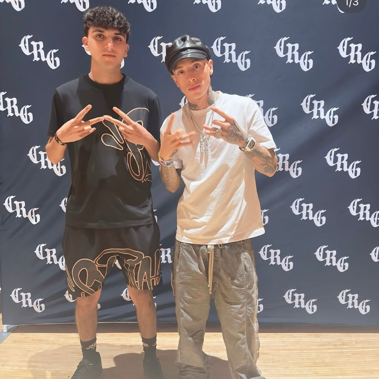 Black and rose gold Syna T-Shirt and shorts set displayed on a mannequin, showcasing its casual and stylish design.