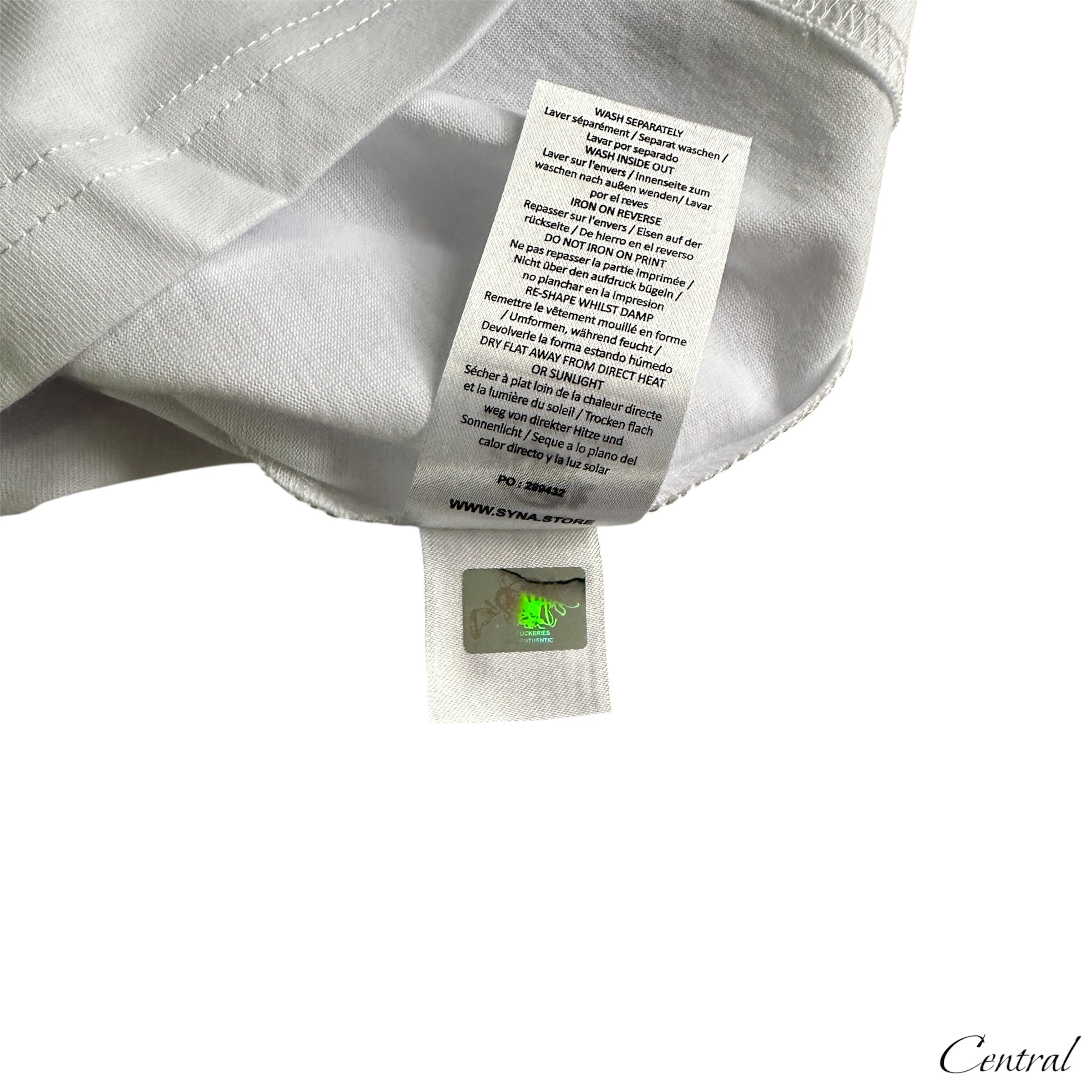 Syna World Ice Tee in white and blue featuring a stylish design, ideal for casual wear.