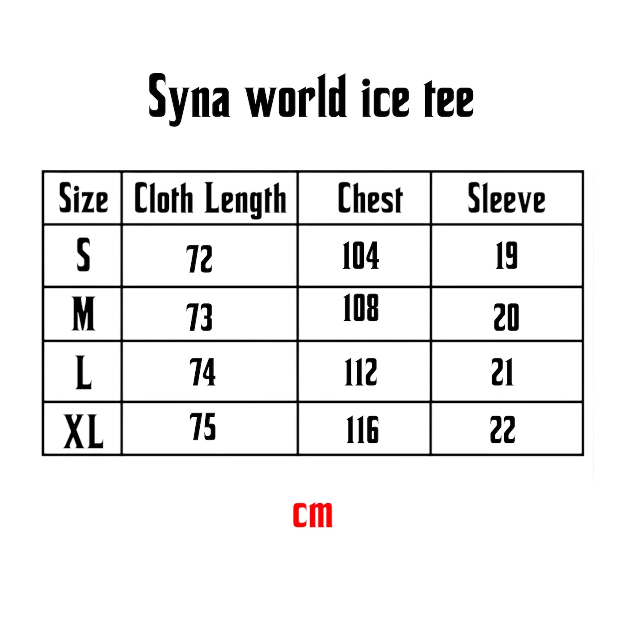 Syna World Ice Tee in white and blue, showcasing the front design and fabric texture.