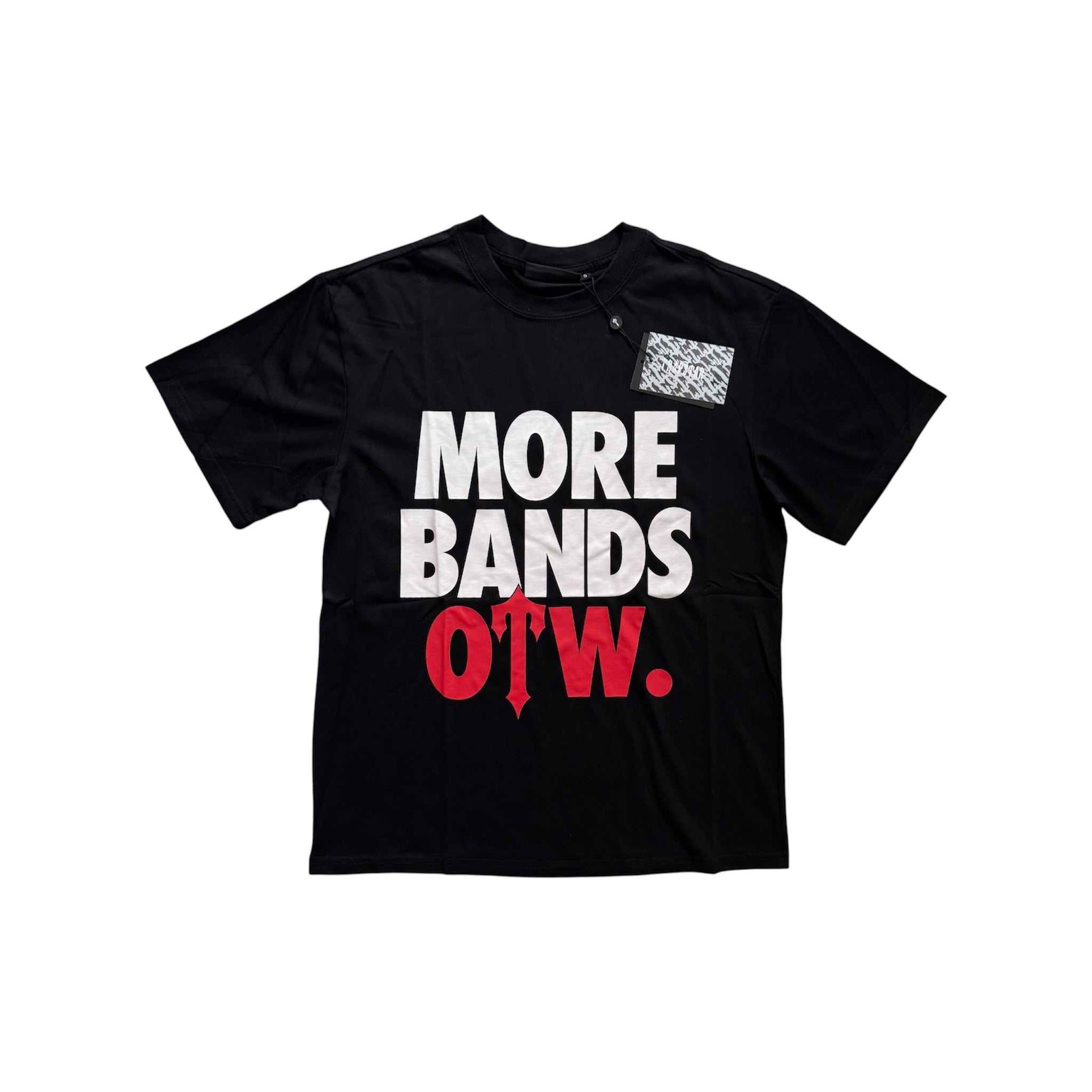 Black Trapstar x More Bands OTW Tee featuring a bold graphic design and comfortable fit.