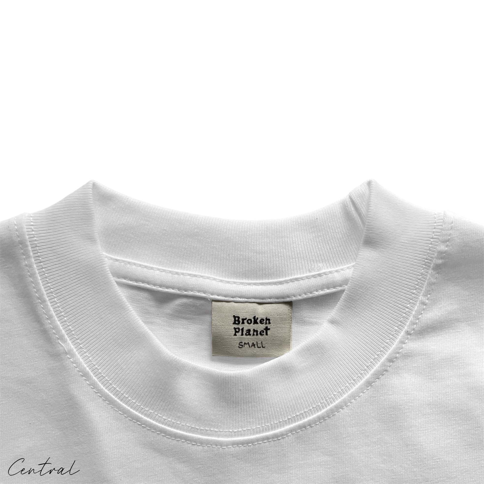 Central ae Broken Planet Chaos T-shirt featuring a bold graphic design on a casual tee in a vibrant color.