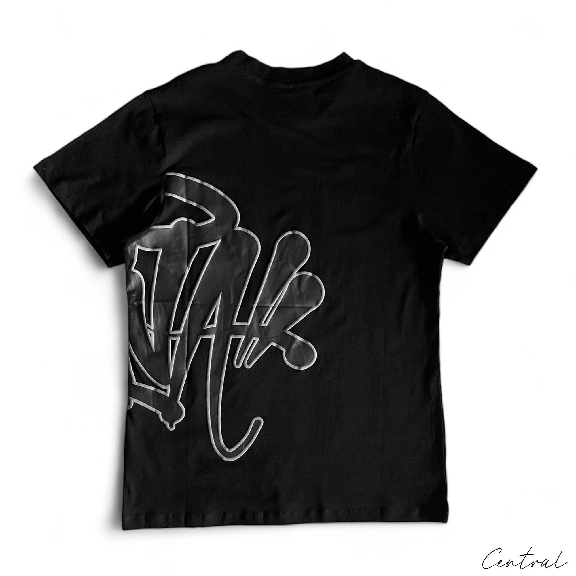 Black Syna World short set featuring a t-shirt and shorts by Central ae, displayed on a neutral background.