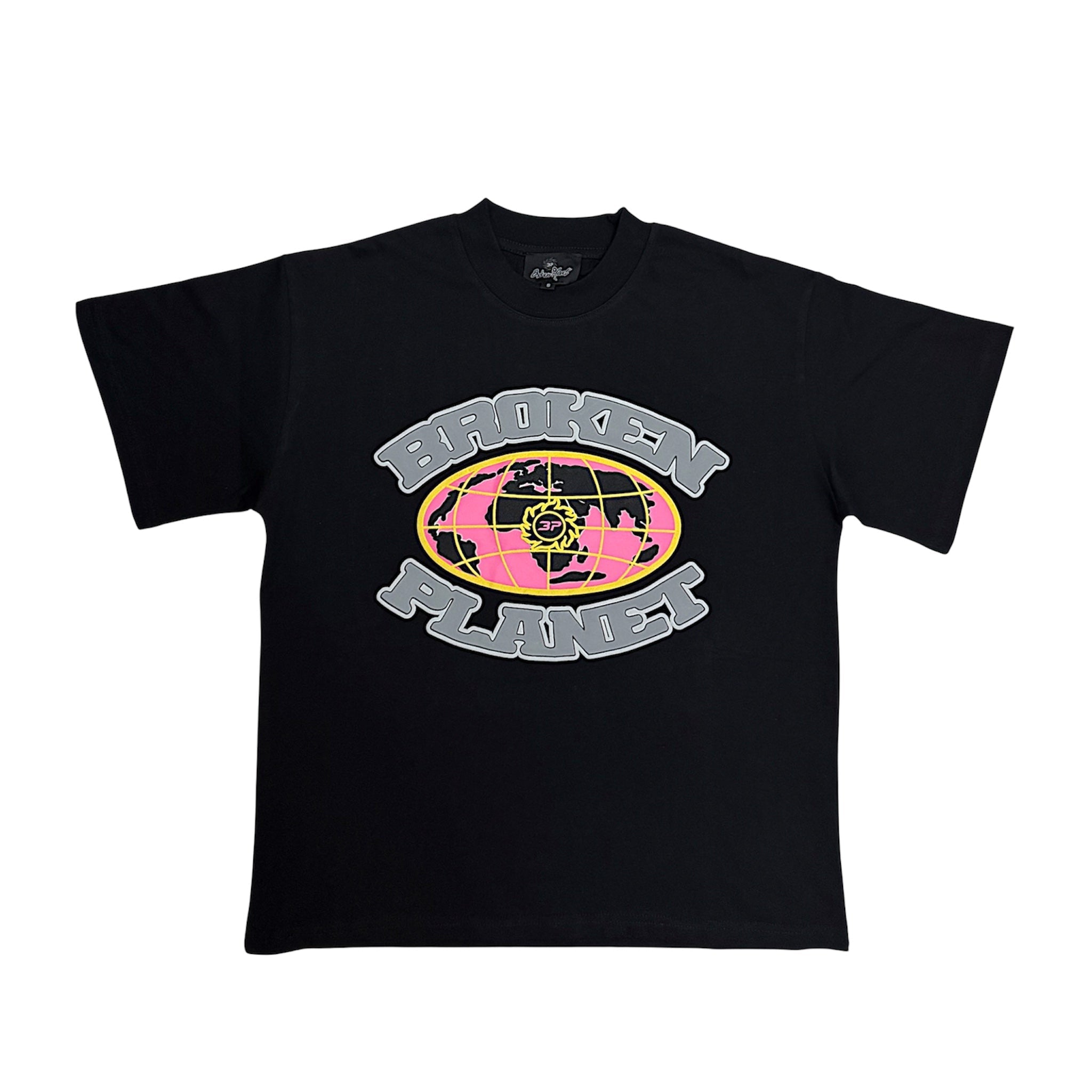 Broken Planet Gird T-Shirt in black, featuring a unique graphic design on a comfortable cotton fabric.