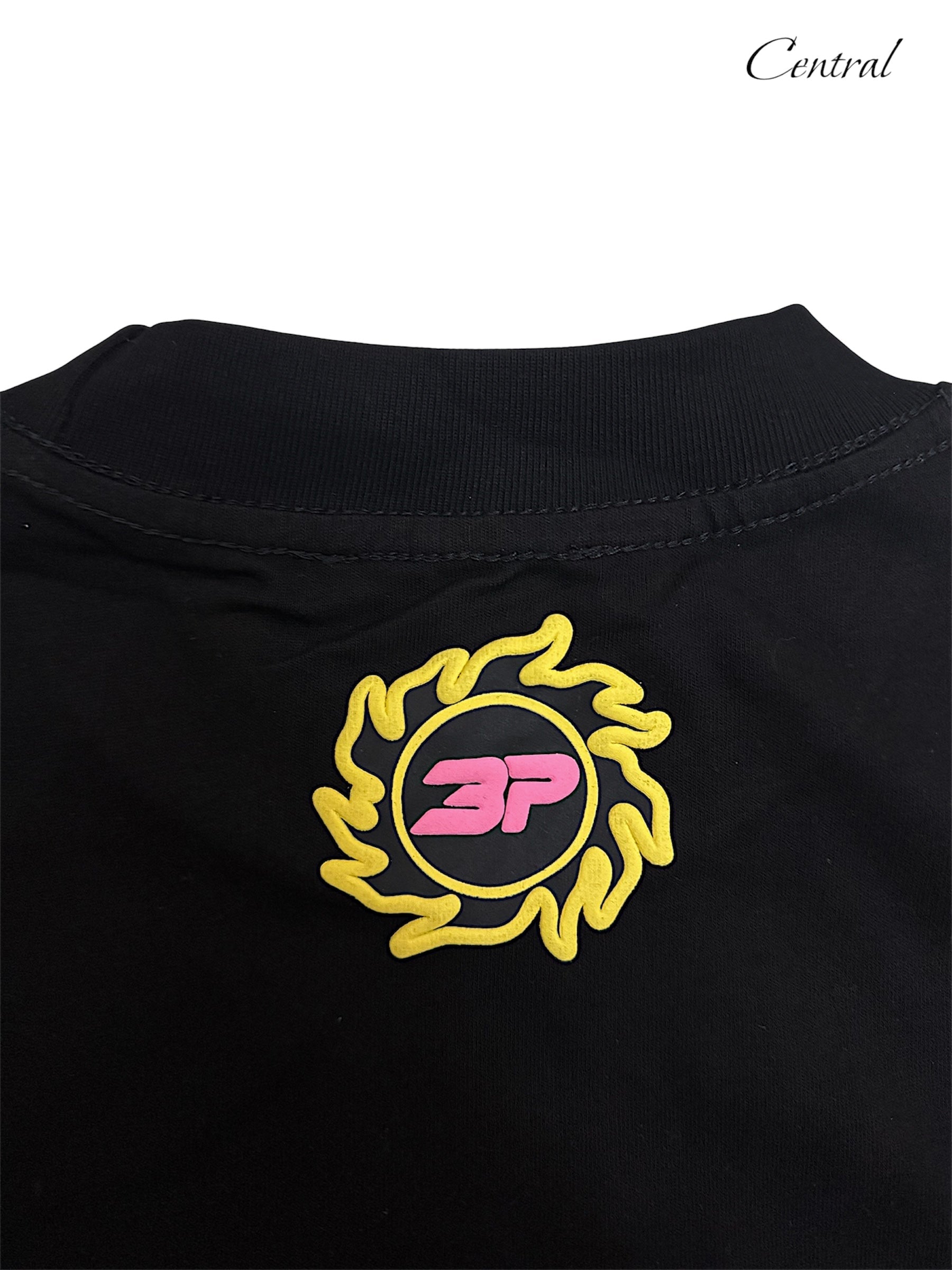 Broken Planet Gird T-Shirt in black featuring a graphic design and short sleeves, perfect for casual wear.