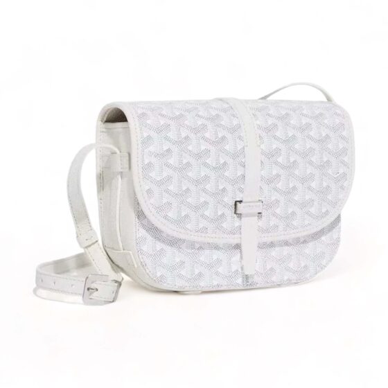 White Goyard bag by Central ae featuring a classic design and signature pattern, displayed against a neutral background.