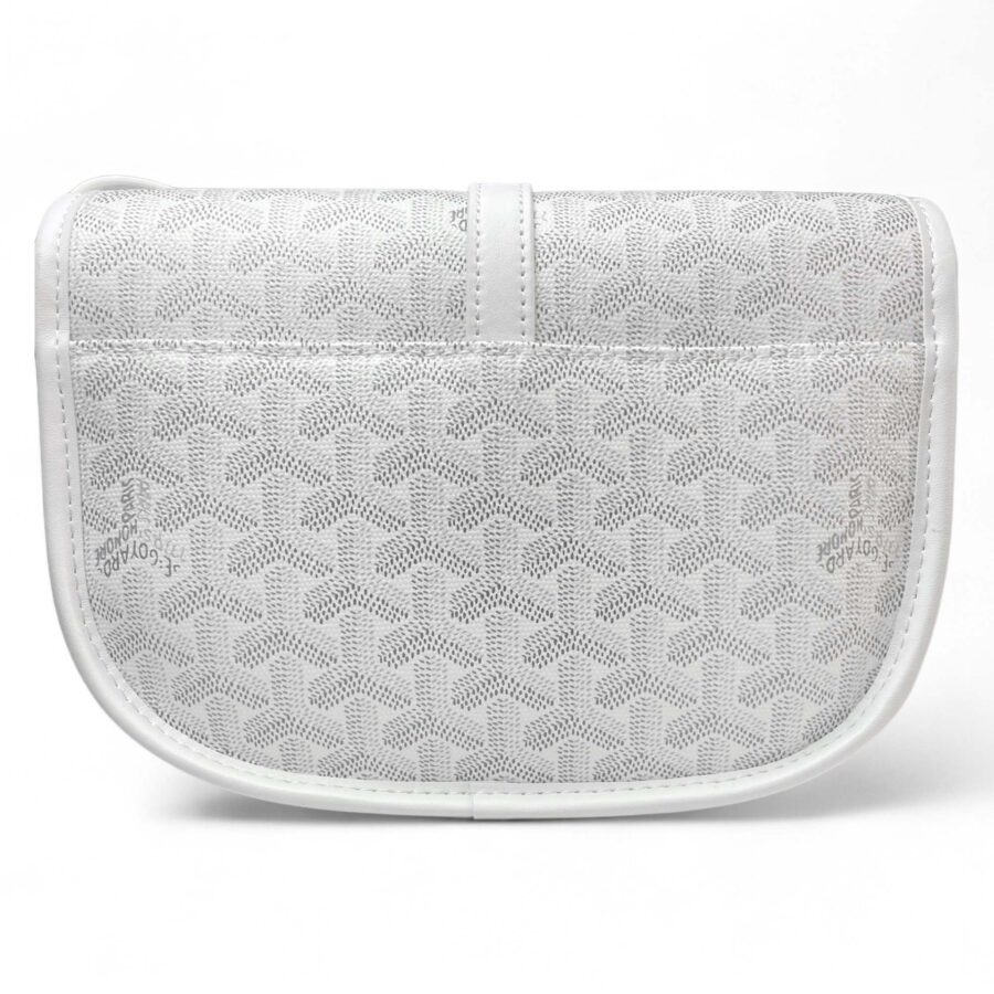 White Goyard bag from Central ae, featuring the iconic logo and stylish design, displayed on a neutral background.