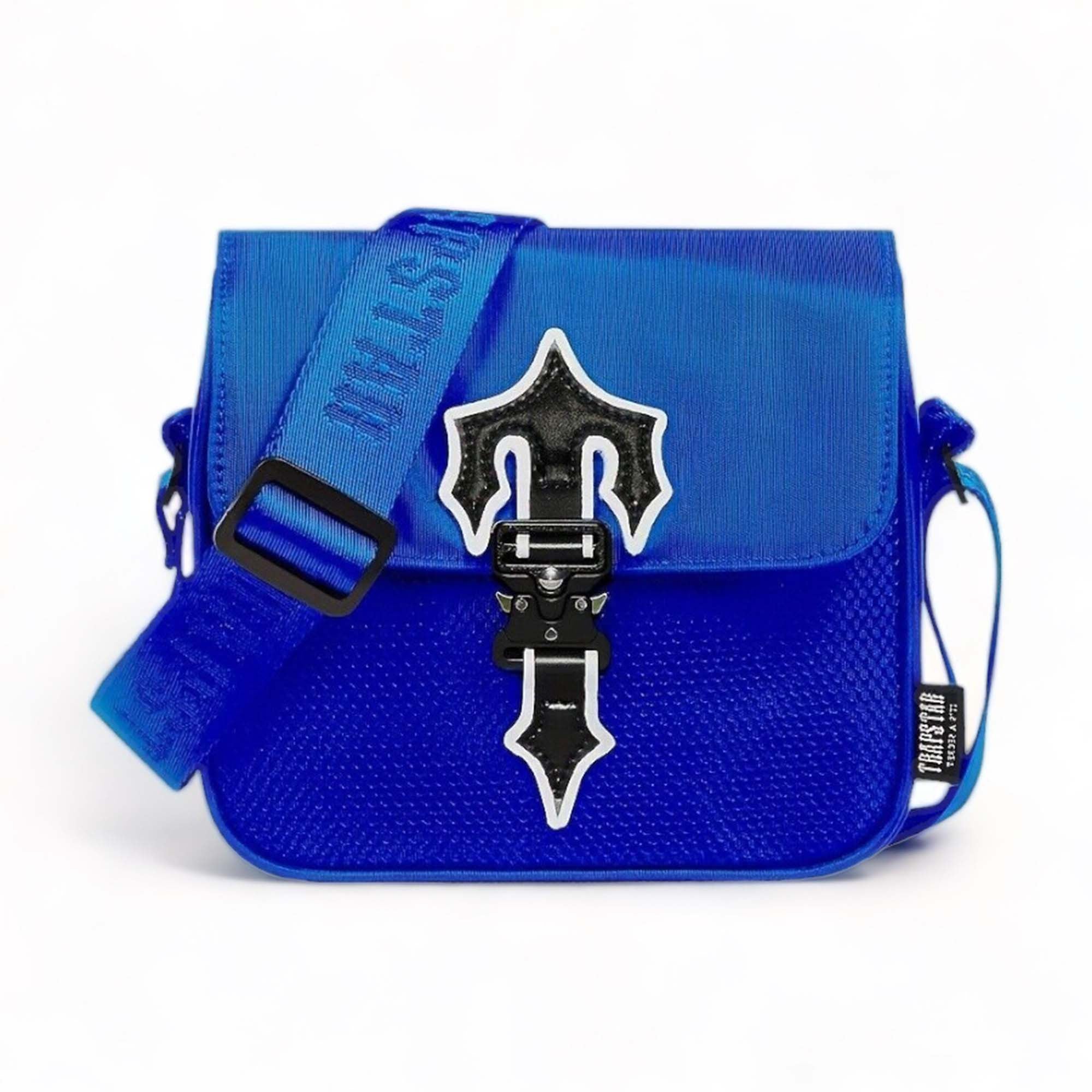 Blue Trapstar Irongate T Crossbody Bag featuring a stylish design and adjustable strap.