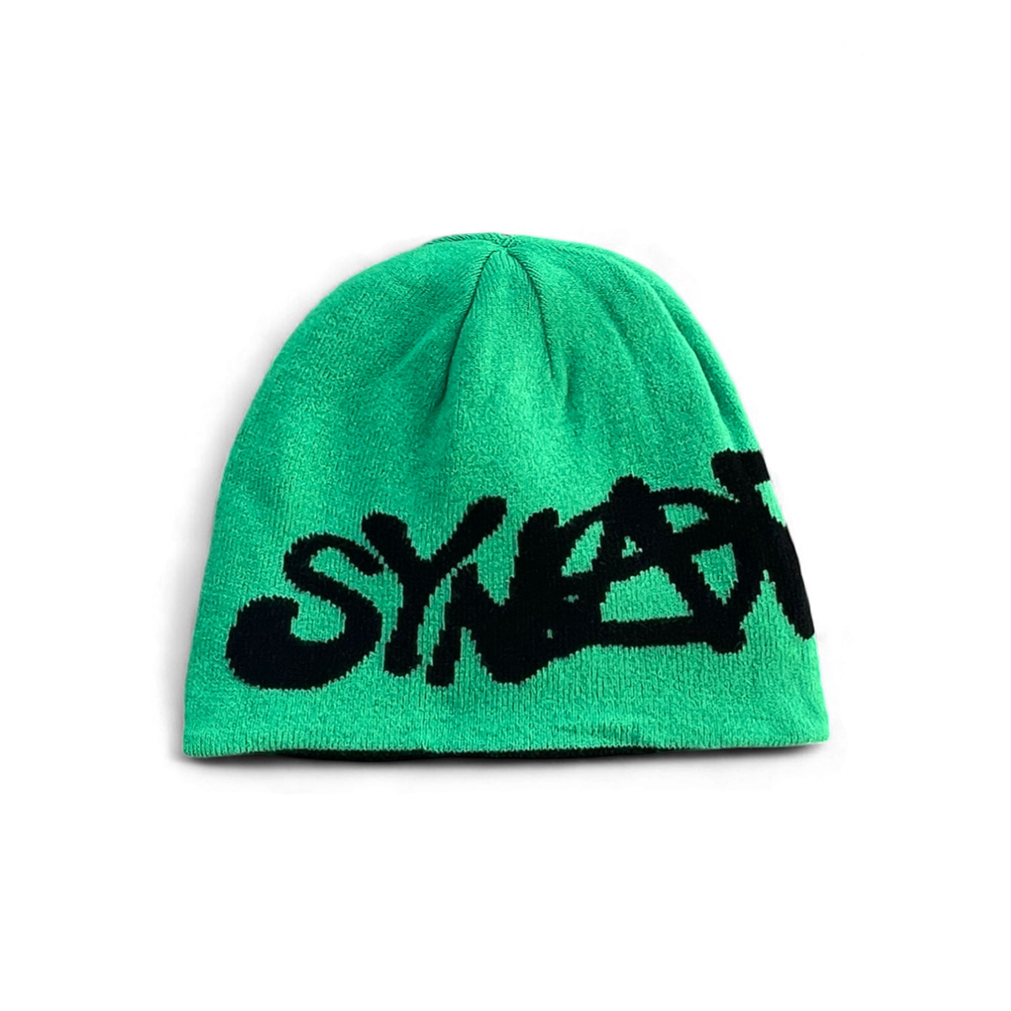 Black and green reversible beanie from Central ae, showcasing a stylish design and comfortable fit.