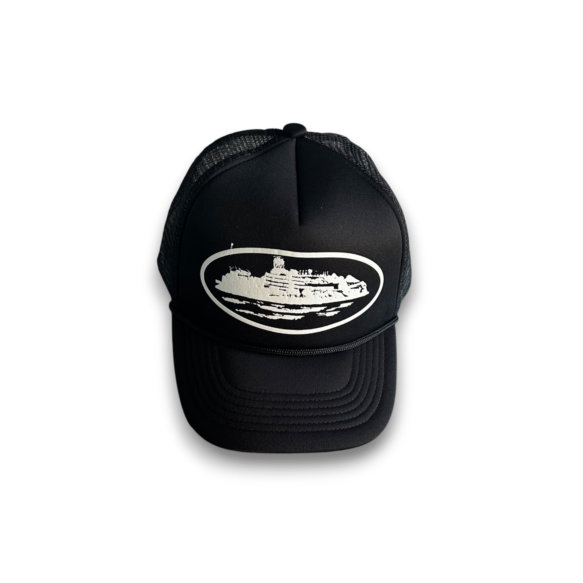 Central ae black Corteiz cap with an adjustable strap and embroidered logo on the front.