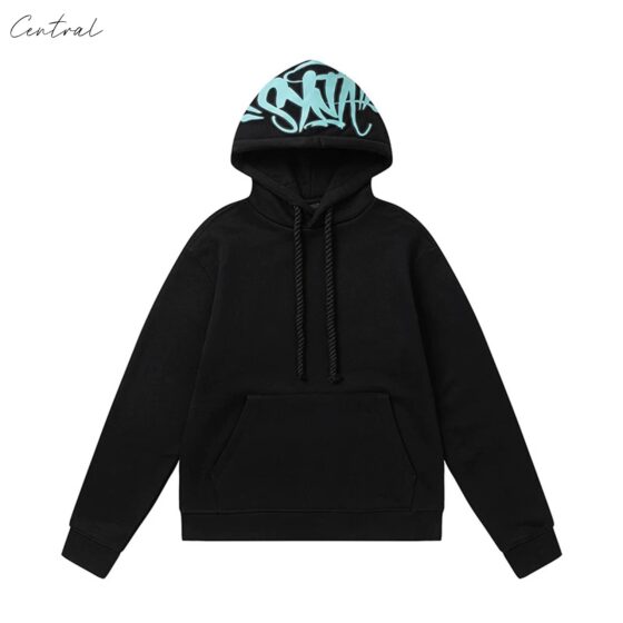 Black and blue Central ae Syna World tracksuit set featuring a hoodie and pants in size S.