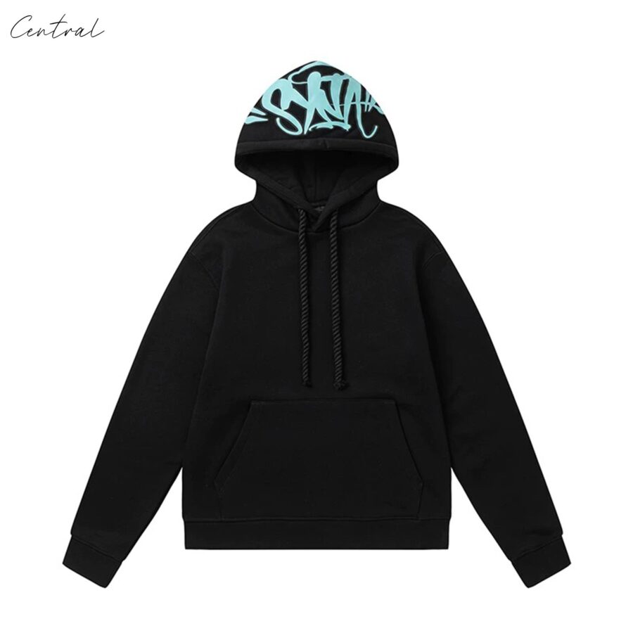 Black and blue Central ae Syna World tracksuit set featuring a hoodie and pants in size S.