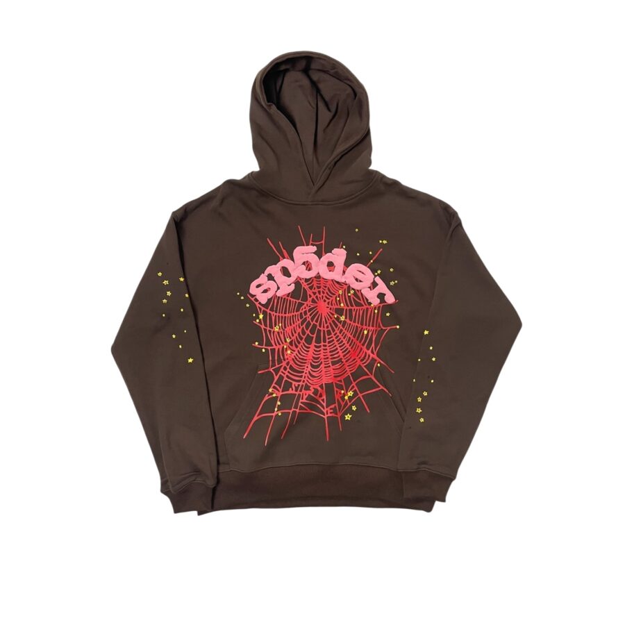 Central ae Sp5der Web Hoodie featuring a spider web design on a black background with a comfortable fit.