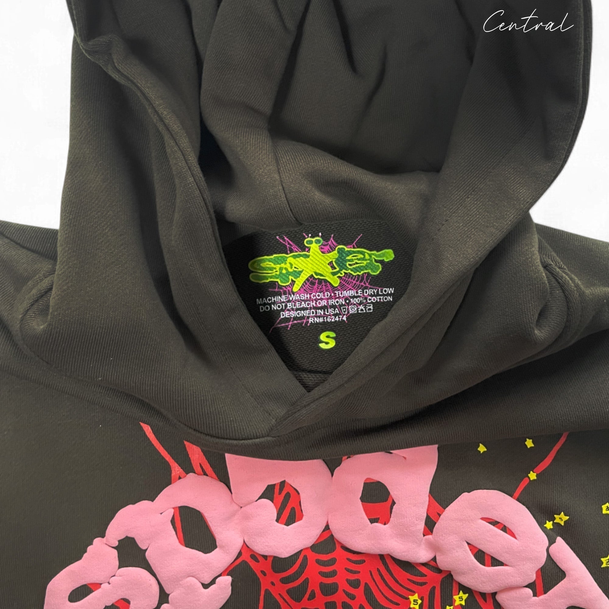 Sp5der Web Hoodie by Central ae featuring a unique web design and comfortable fit in a stylish black color.