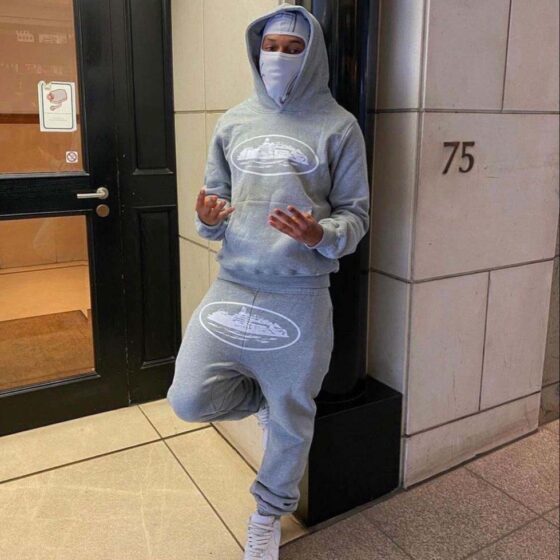 Gray Corteiz Alcatraz sweatpants featuring a relaxed fit and elastic waistband, perfect for casual wear.