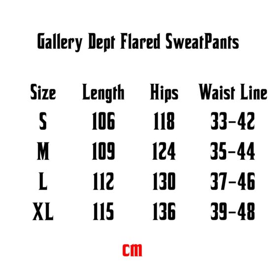 Gallery Dept flared sweatpants in soft fabric, featuring a relaxed fit and unique styling by central ae.