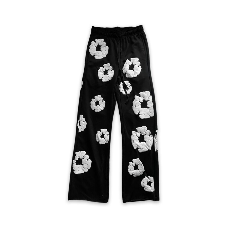 Black READYMADE x DENIM TEARS sweatpants in size M, featuring a relaxed fit and unique design details.