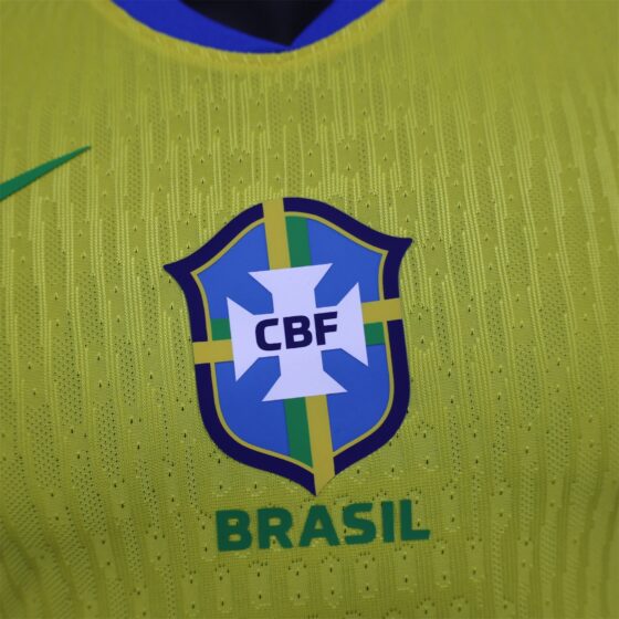 Brazil 25/26 player version jersey featuring vibrant colors and the Central.ae logo on the front.