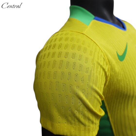 Brazil 25/26 player version jersey by Central.ae, featuring team colors and badge details on the front.