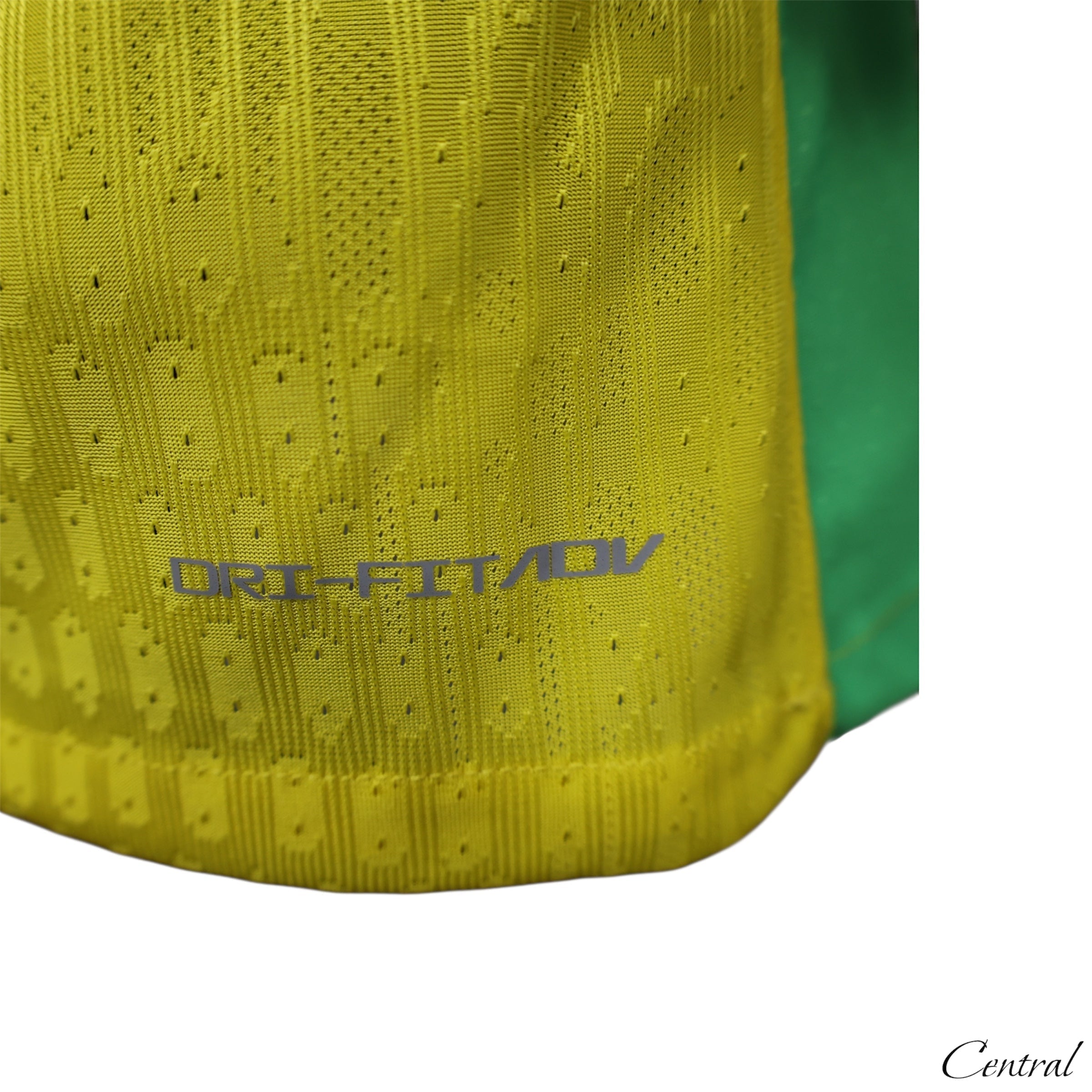 Brazil 25/26 player version jersey by Central.ae, featuring vibrant colors and team logo on a textured fabric background.