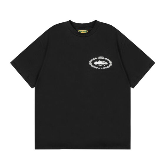 Corteiz x BBK Royale Tee in black featuring bold graphic design, crew neck, and short sleeves from Central Ae.