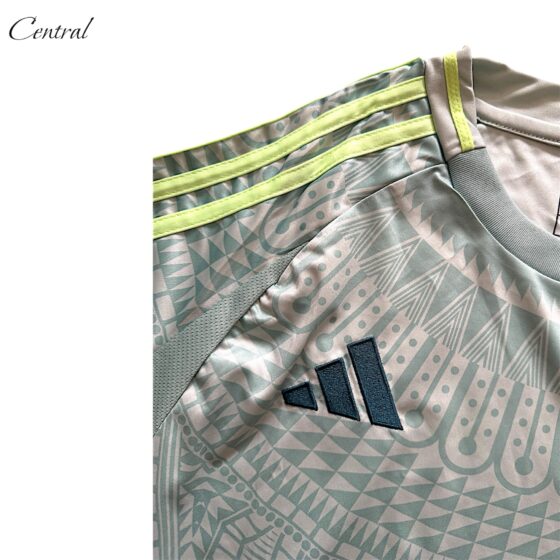 Mexico 2024/25 Away football jersey featuring vibrant colors and the Central.ae logo on a clean background.