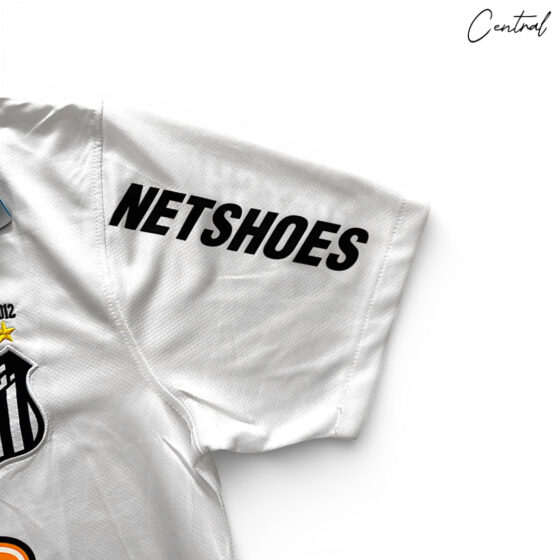 Santos 2012/2013 home shirt in white and black with club logo, featuring classic design and breathable fabric.