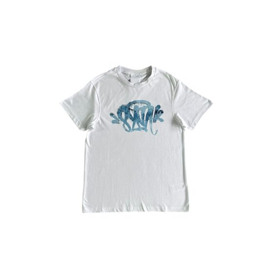 White and blue Syna World Ice Tee by Central.ae, featuring a modern design and comfortable fit.