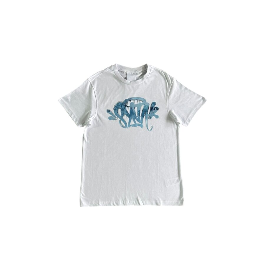 White and blue Syna World Ice Tee by Central.ae, featuring a modern design and comfortable fit.