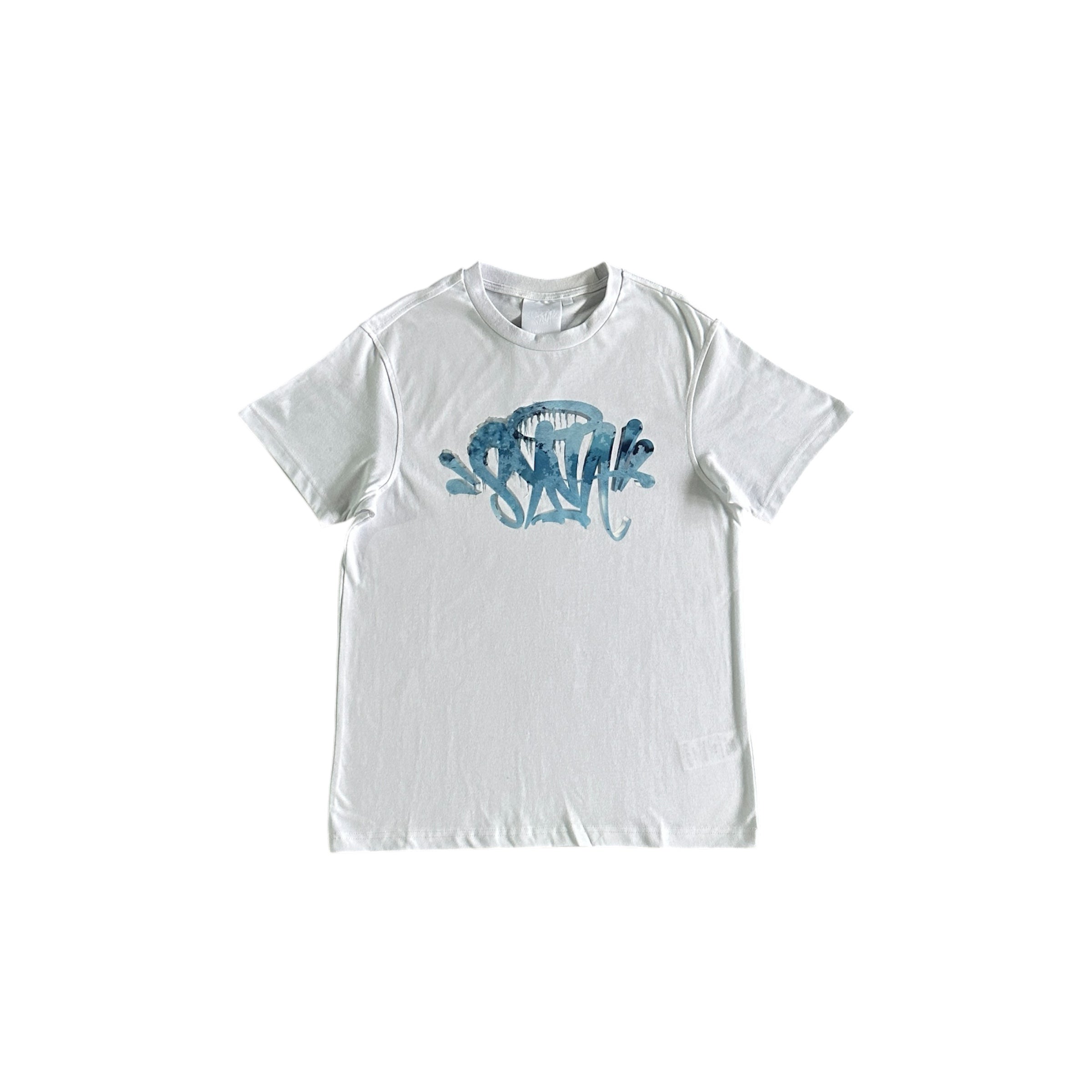 White and blue Syna World Ice Tee by Central.ae, featuring a modern design and comfortable fit.
