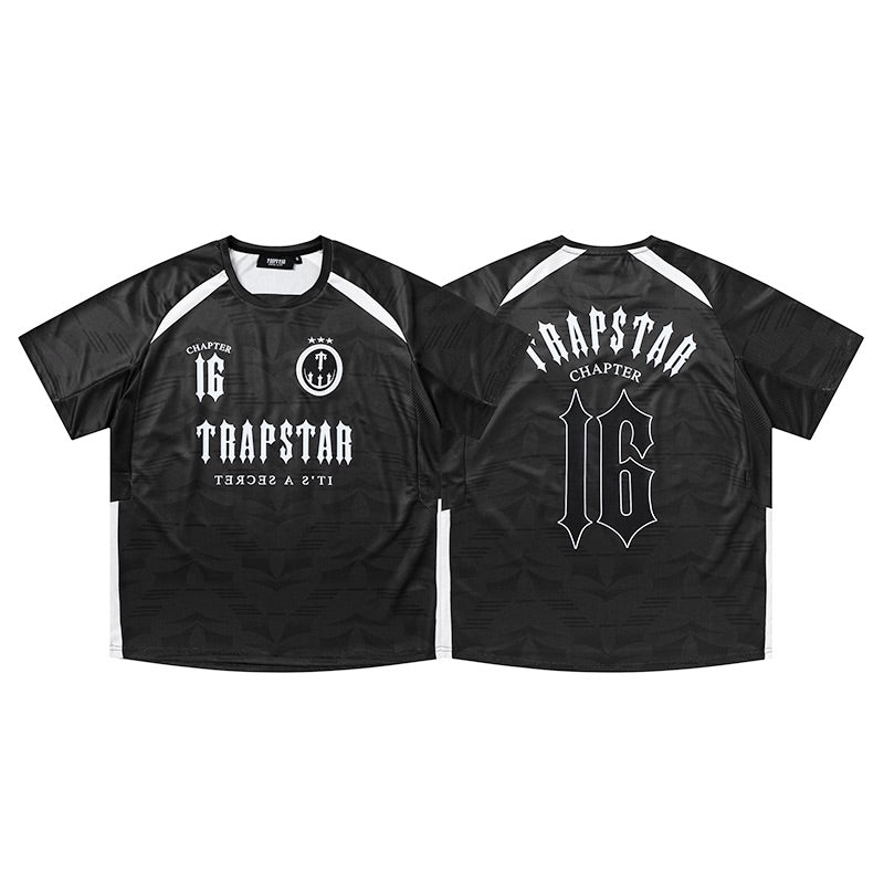 Trapstar X Clavish Chapter 16 jersey featuring bold graphics and a comfortable fit, designed by Central ae.