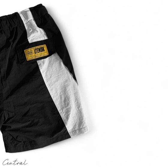 Corteiz black and white Spring shorts by Central ae, featuring a relaxed fit and stylish design.
