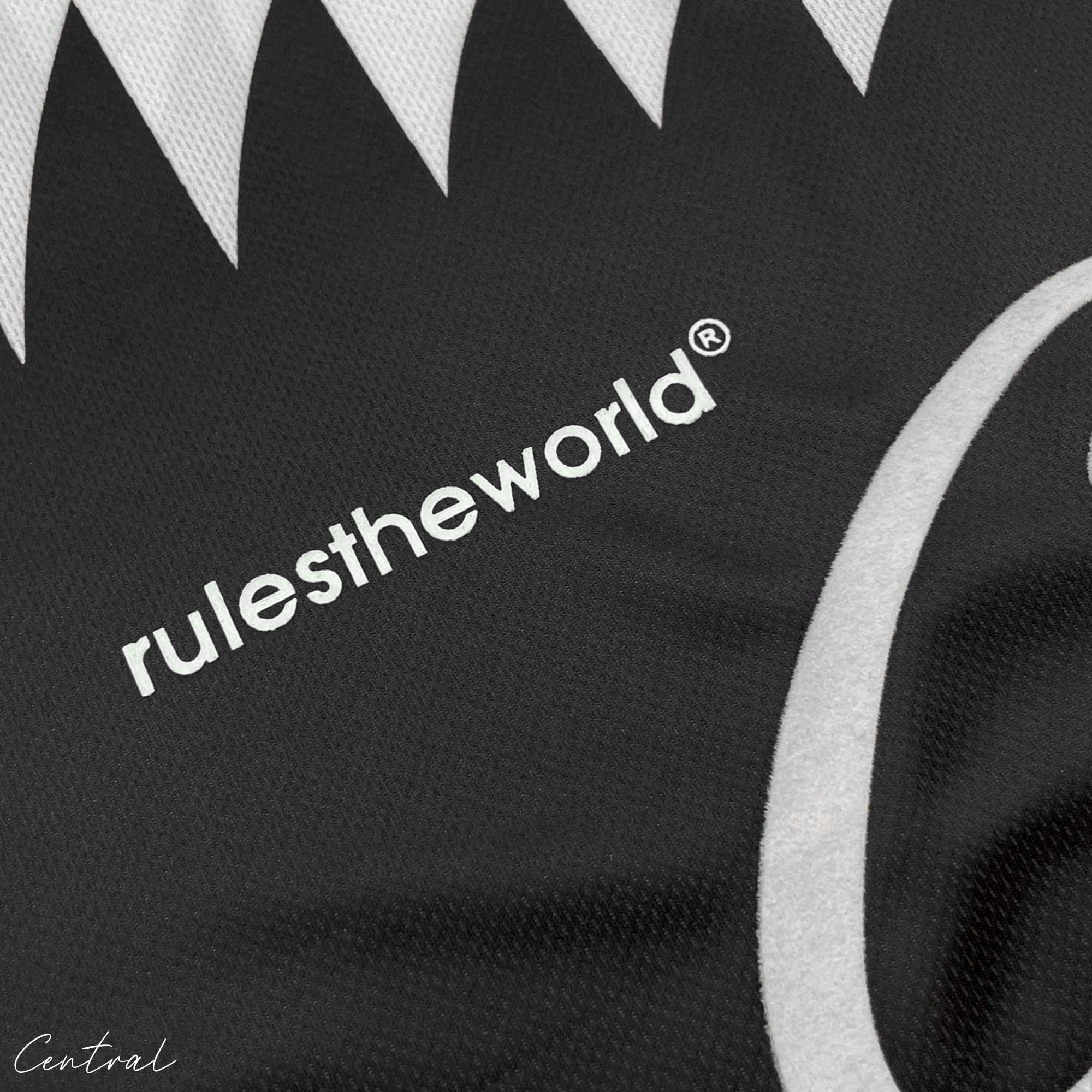 Corteiz Club RTW black football jersey t-shirt by central ae, featuring a sleek design and sporty style.