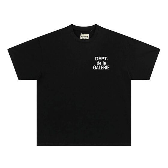 Black Gallery Dept. T-shirt from Central ae featuring a minimalist design and relaxed fit, displayed on a neutral background.