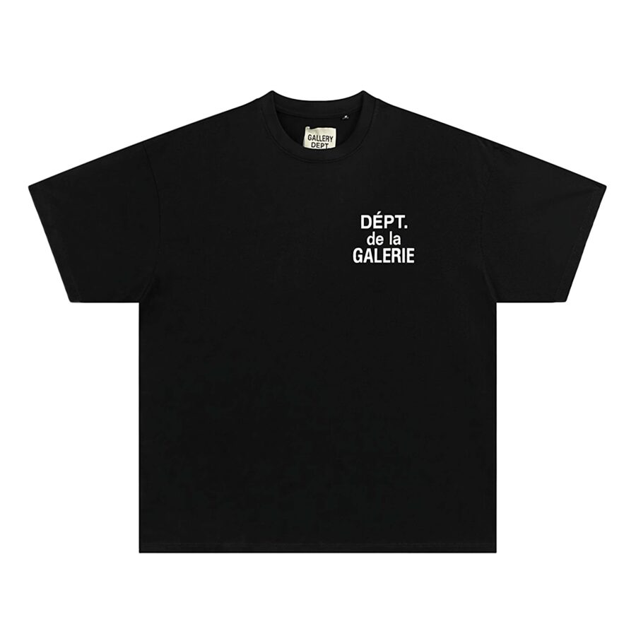 Black Gallery Dept. T-shirt from Central ae featuring a minimalist design and relaxed fit, displayed on a neutral background.