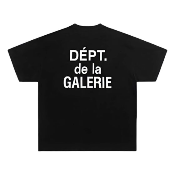 Black Gallery Dept. T-shirt featuring unique graphic design by Central ae, displayed on a neutral background.