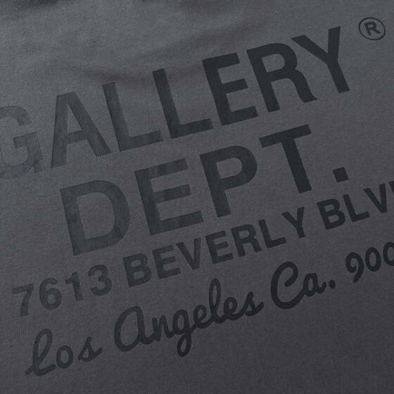 Gray Gallery Dept Los Angeles T-shirt featuring a relaxed fit and unique graphic design on the front.