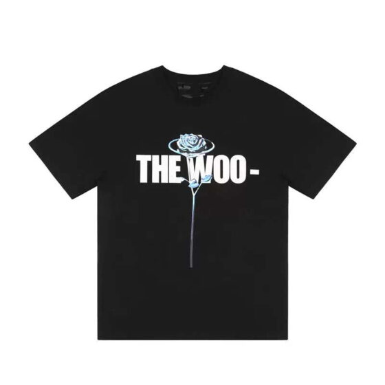 Black Pop Smoke x Vlone 'The Woo' t-shirt featuring bold graphic design by Central ae.
