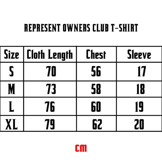 Cobalt blue REPRESENT OWNERS CLUB T-shirt displayed on a plain background, featuring a crew neck and short sleeves.